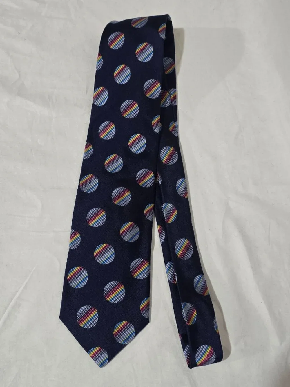 Berend DeWitt Handmade in Italy Silk Necktie - Blue Rainbow Orbs